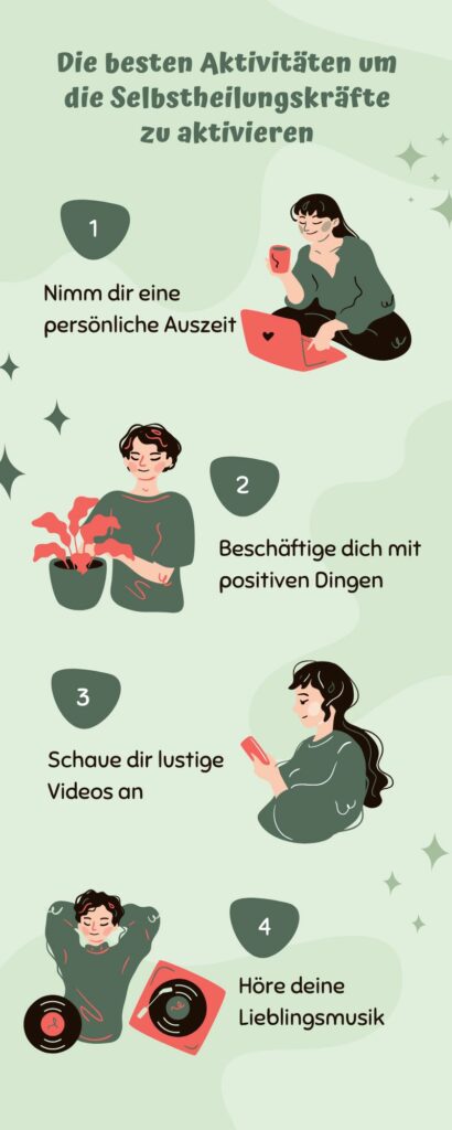 Selbstheilungskräfte aktivieren Aktivitäten als Infografik